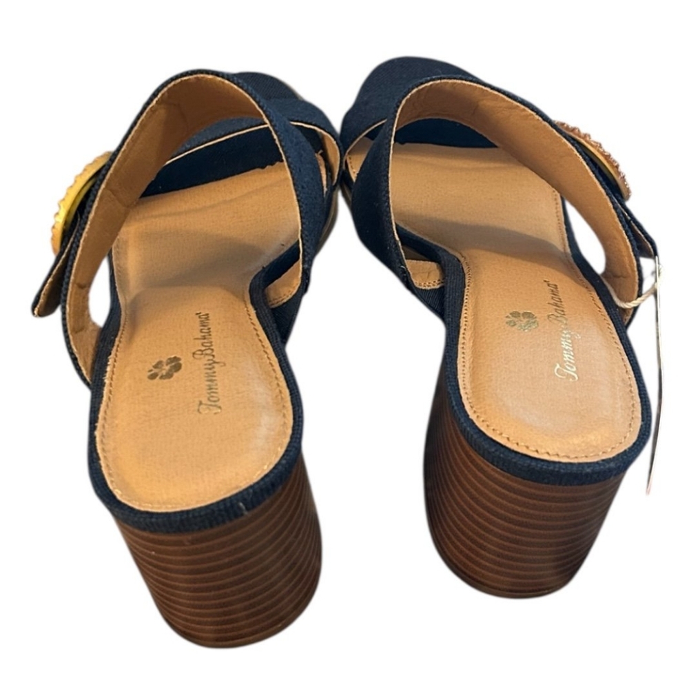 NWT Tommy Bahama Tonia Navy Blue Canvas Block Heel Sandals 8 - Picture 3 of 12